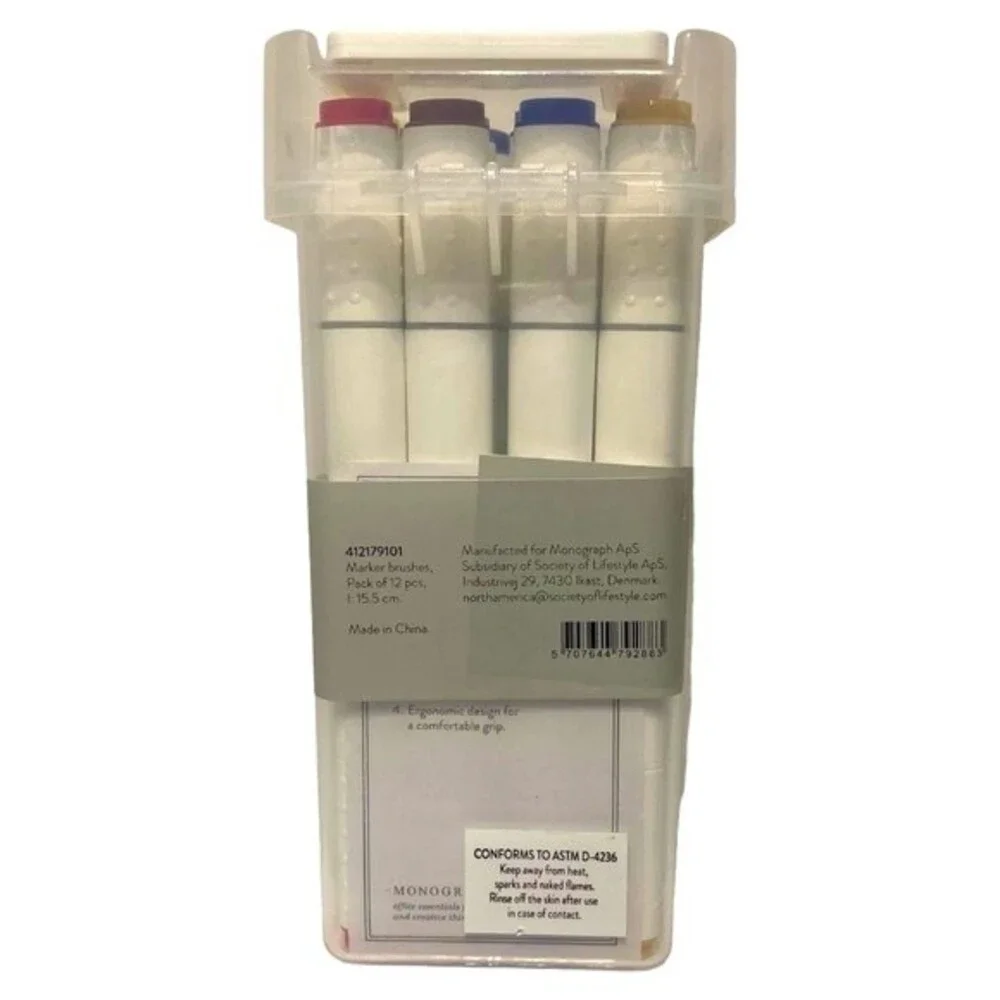 Monograph Marker brushes, Multi, Pack of 12 Assorted colors